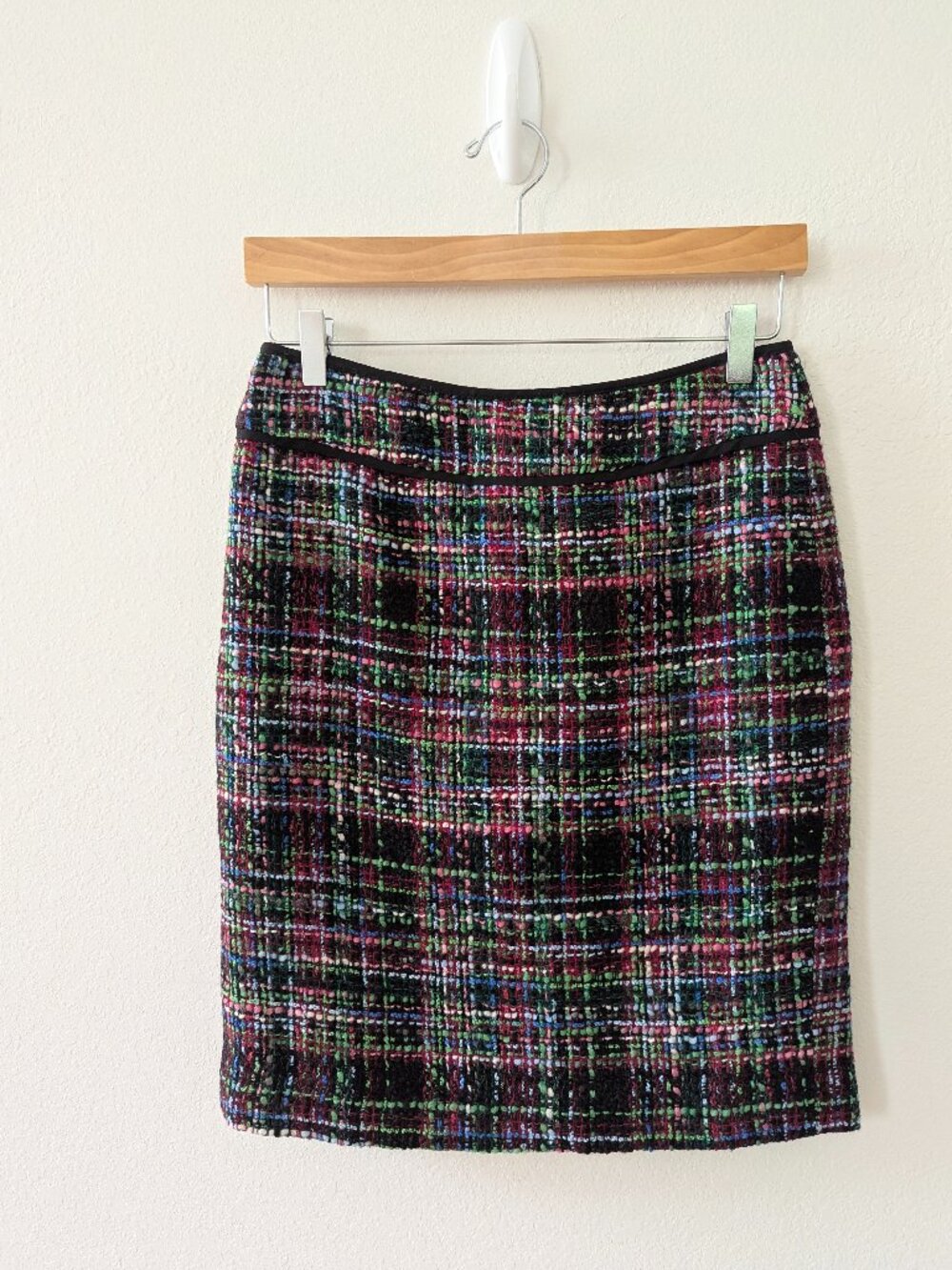 Talbots Petites Wool Blend Bouclé Plaid Skirt 4P Lined